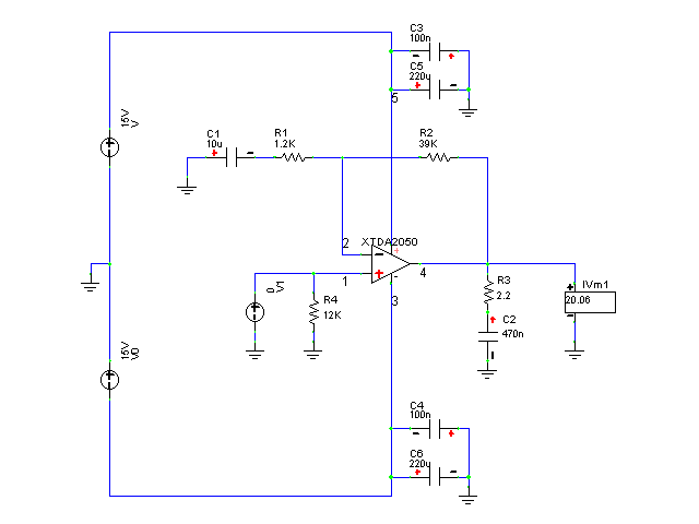Low-frequency amplifier schematic