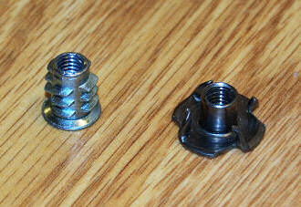 A threaded insert and a t-nut