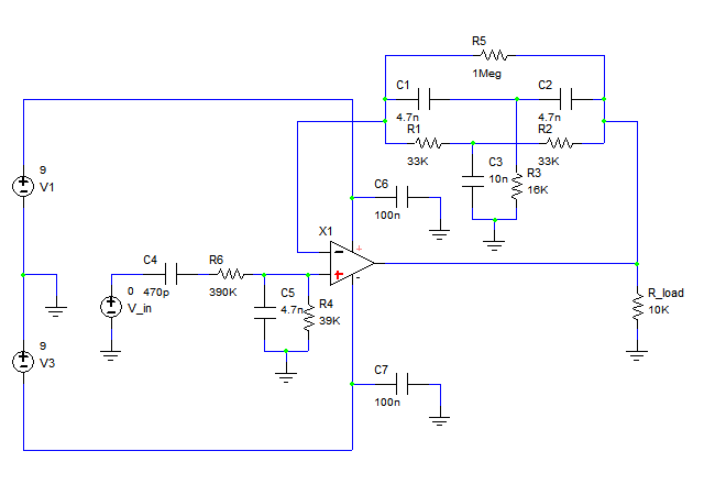Bandpass filter schematic